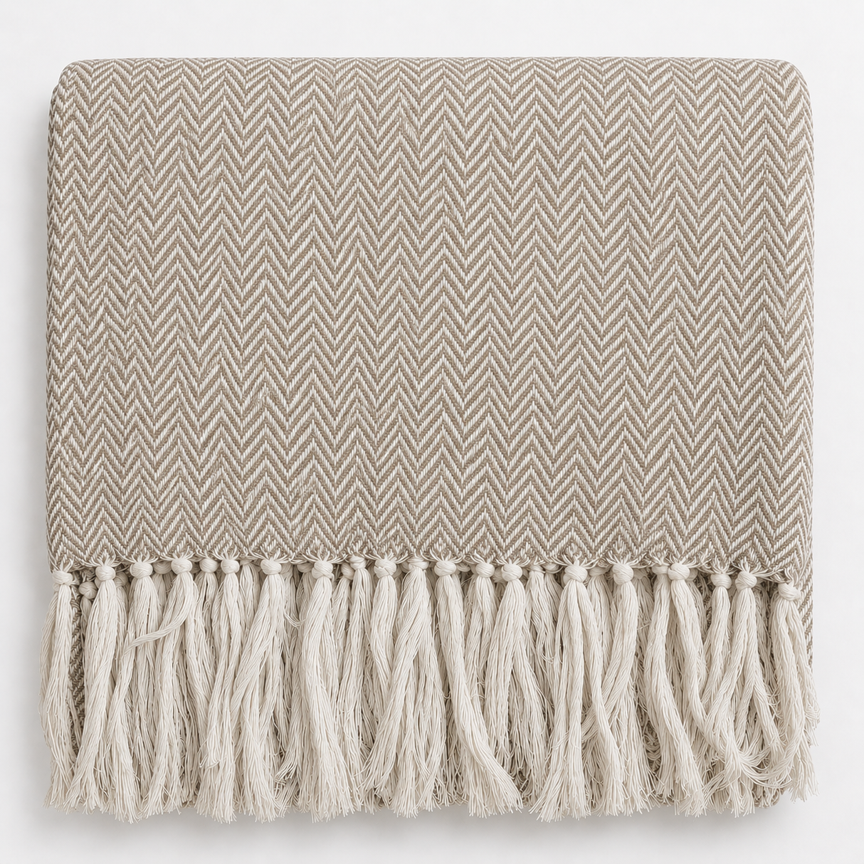 Copriletto Copridivano Chevron Laura Blasi 260x260 cm Cotone Panna Tortora Grigio Rosa