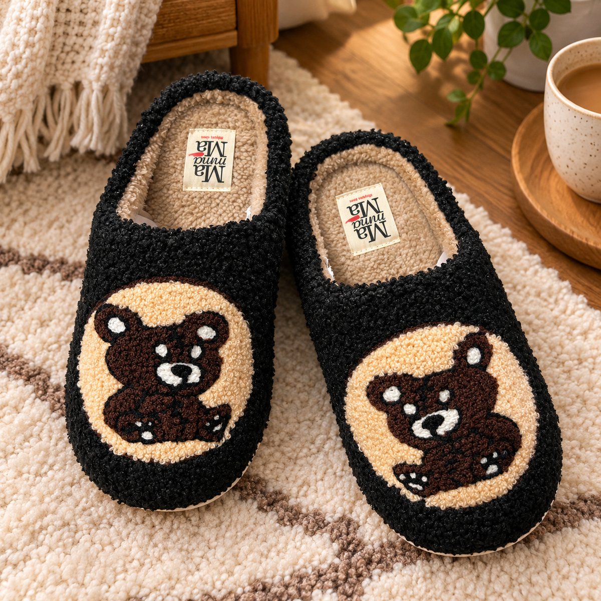 Pantofole Teddy Bear in Morbido Tessuto Teddy - Mamma Mà Slippers Home