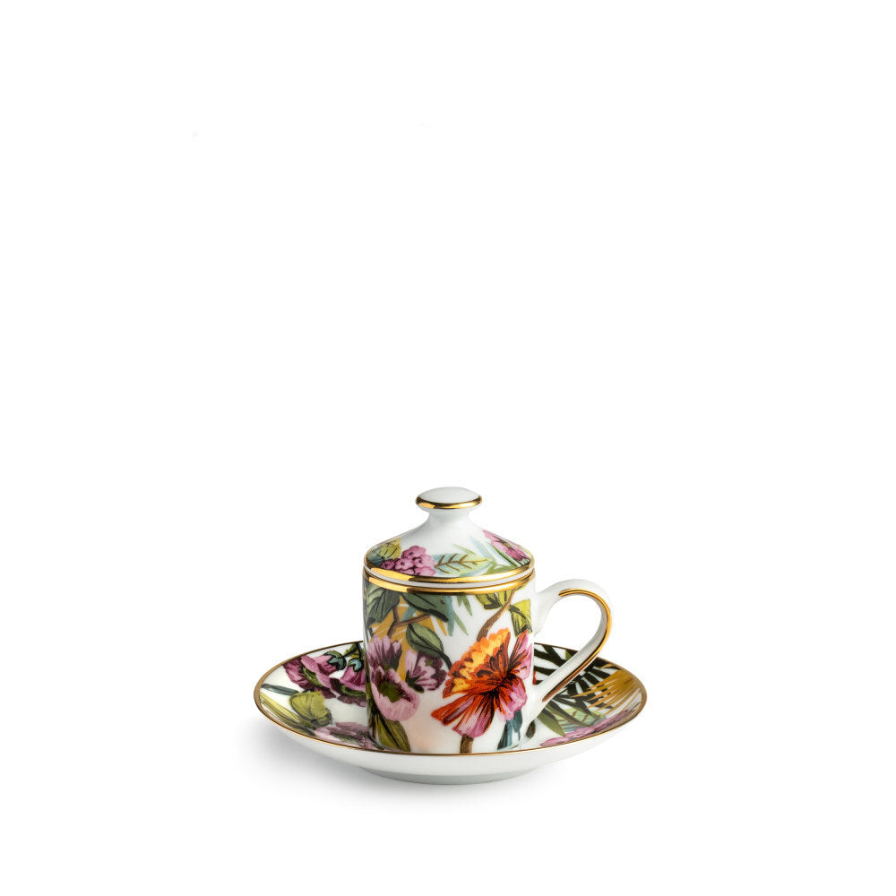 Tazza da Caffè con Coperchio e Piattino White Exotic Jungle - Weissestal