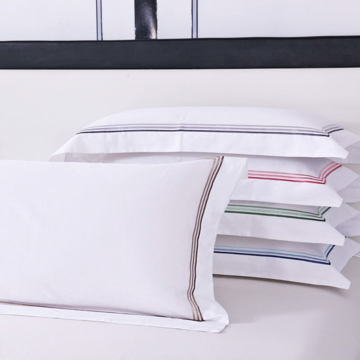 Set da 2 Federe Per Guanciali Sissi In Raso Di Cotone Con 4 Volani by Maestri Cotonieri Home