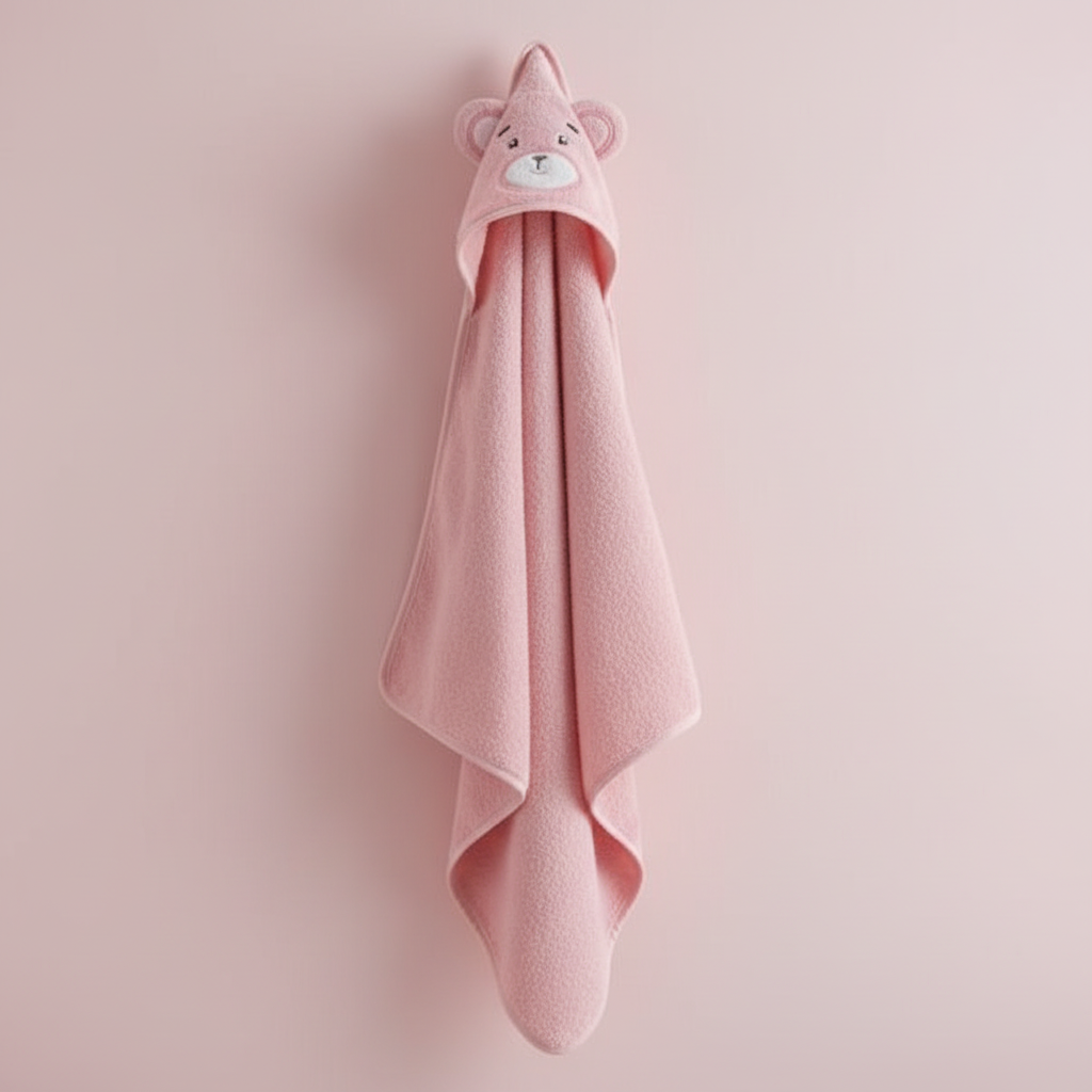 Triangolo baby con cappuccio animaletto in cotone 370 gsm linea oro – celeste, tiffany, rosa, beige