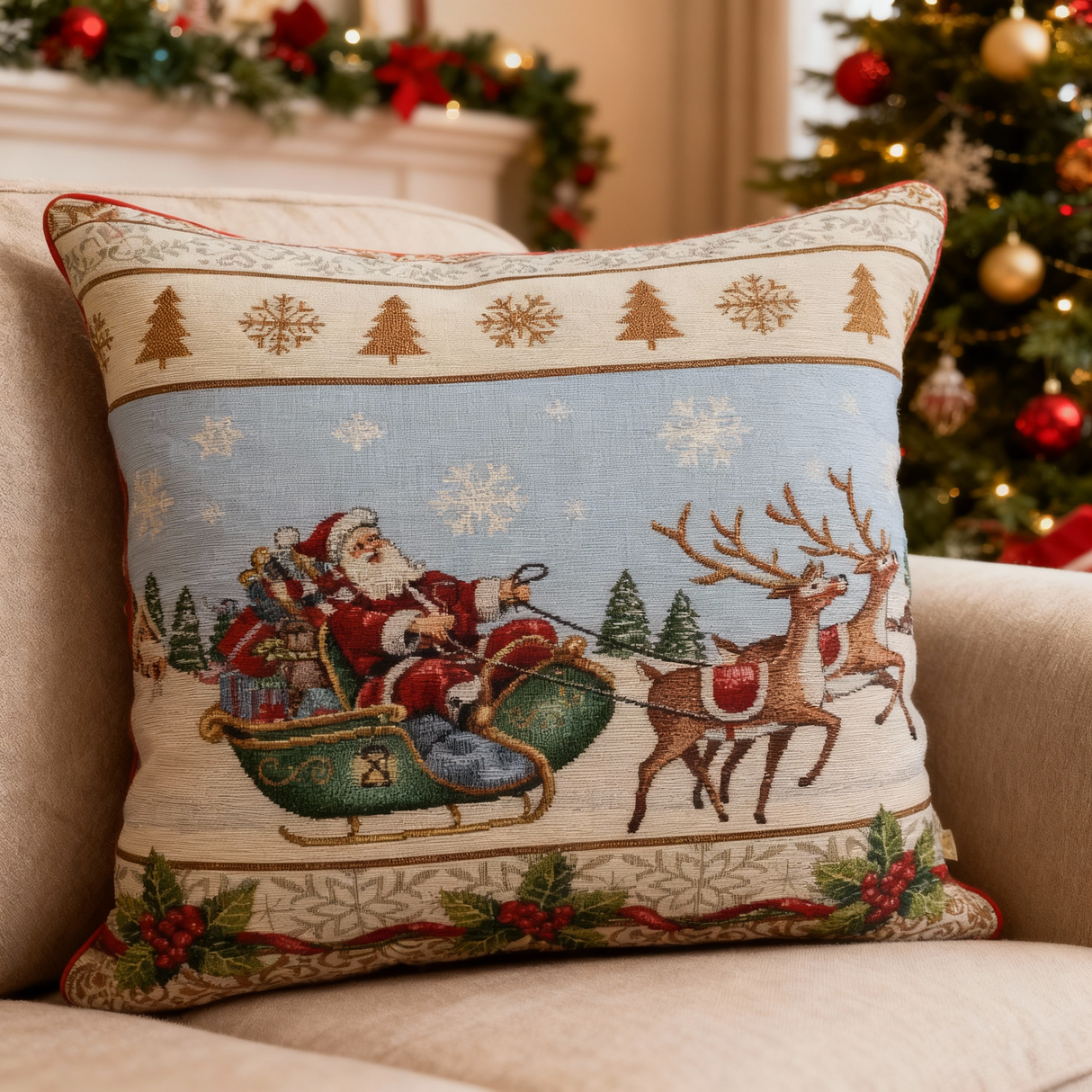 Cuscino Arredo BABBO NATALE SLITTA dis.51 - Karì