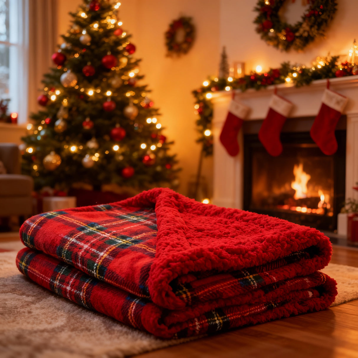 Plaid MONTE BIANCO rosso - Il Filo (Natale)