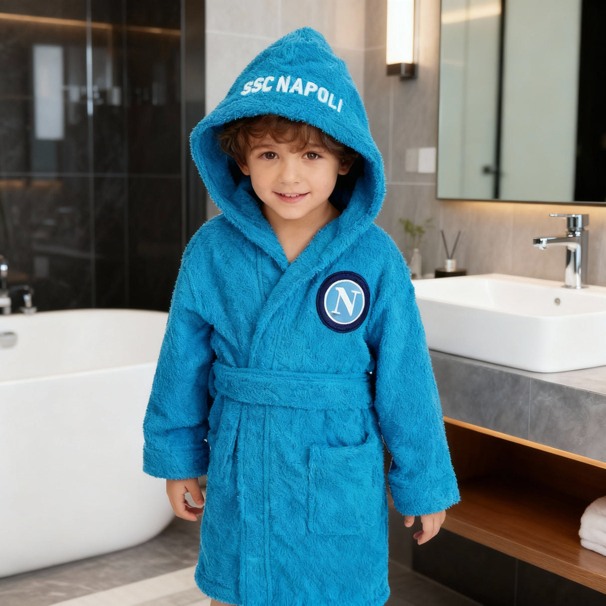 Accappatoio Bambino SSC Napoli in Spugna – 5/6, 7/8, 9/10, 11/12, 13/14 anni