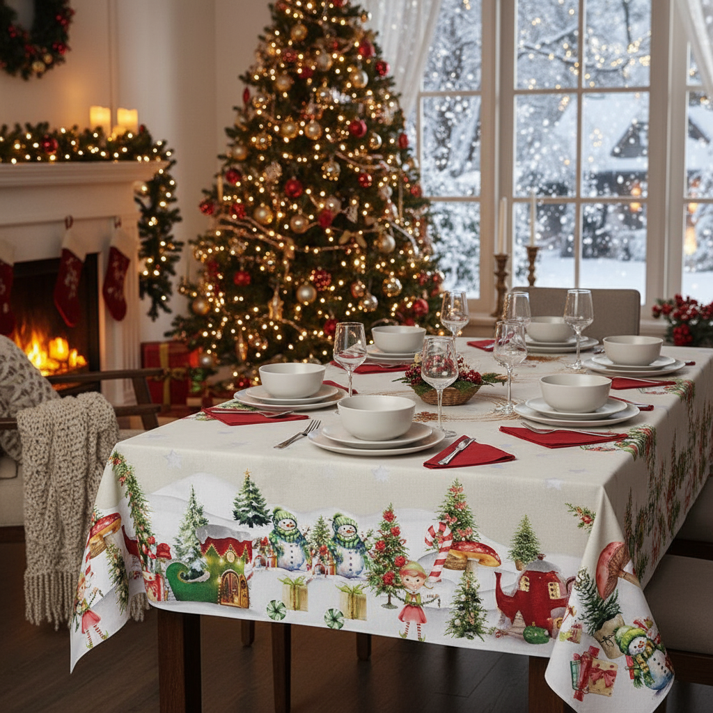 Tovaglia CHRISTMAS Natale Dis.5881 per 12/18 Posti - Kari