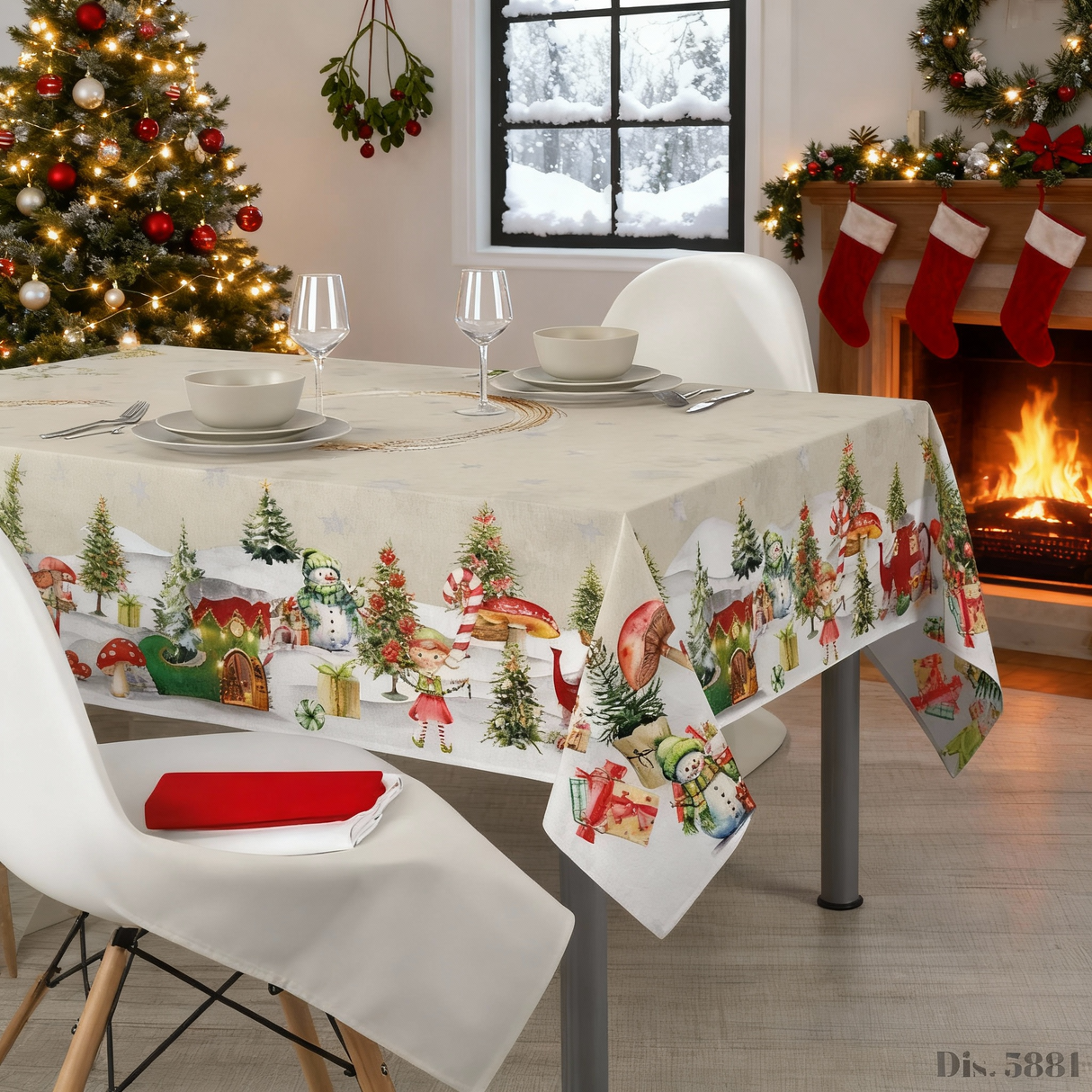 Tovaglia CHRISTMAS Natale Dis.5881 per 12/18 Posti - Kari