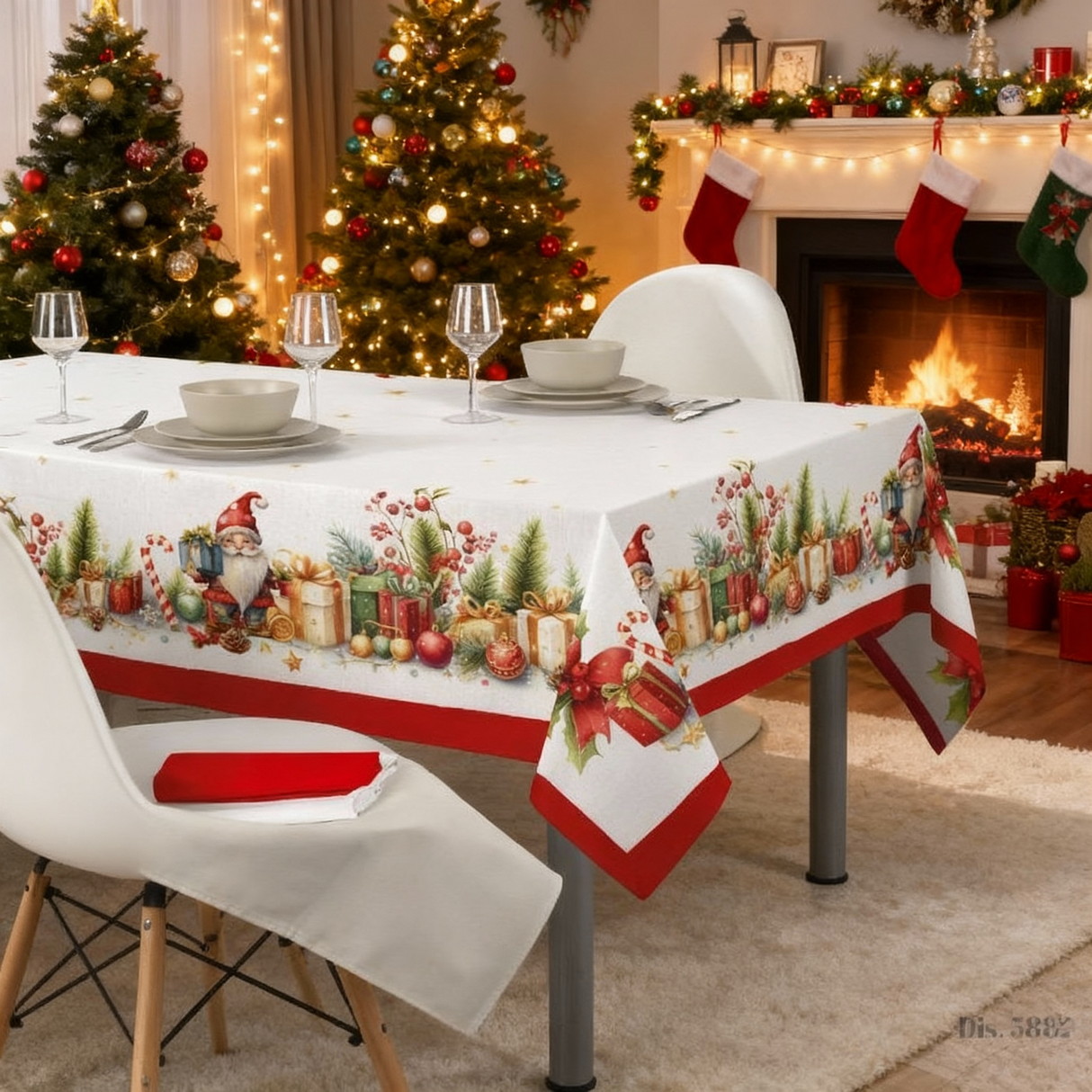 Tovaglia CHRISTMAS Natale Dis.5882 per 12/18 Posti - Kari