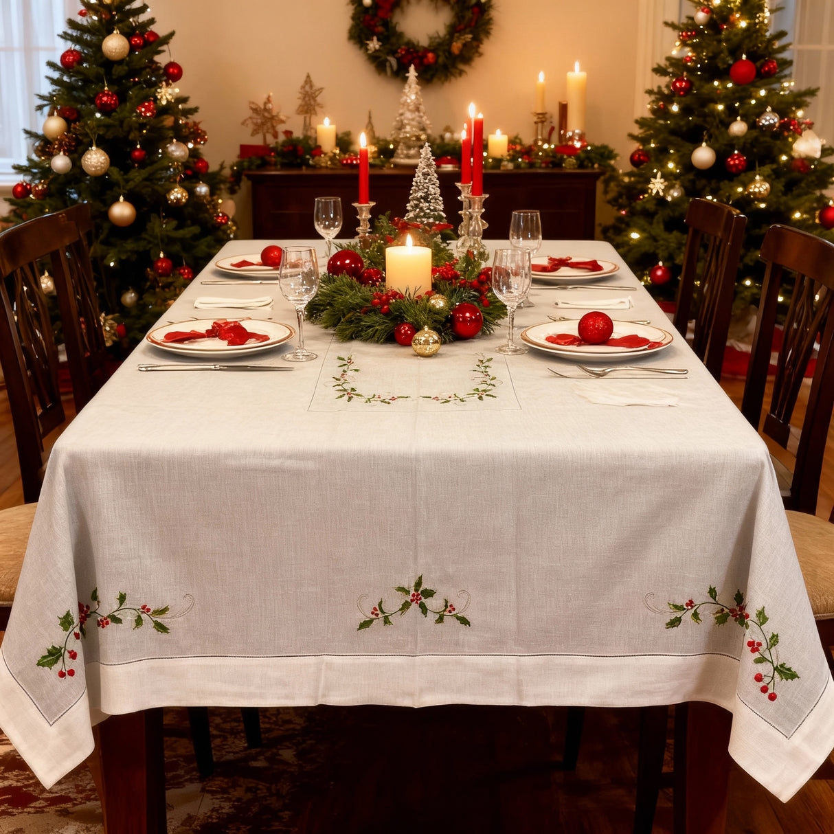 Servizio da tavola AGRIFOGLIO X12 in puro lino - Serendipity