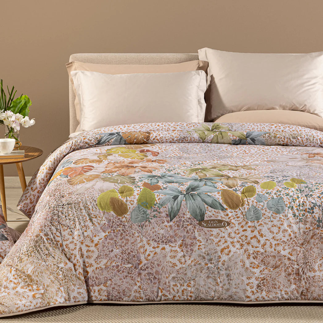 Trapunta Matrimoniale Gran Scaldotto In Cotone Pettinato Leopard Garden - Caleffi