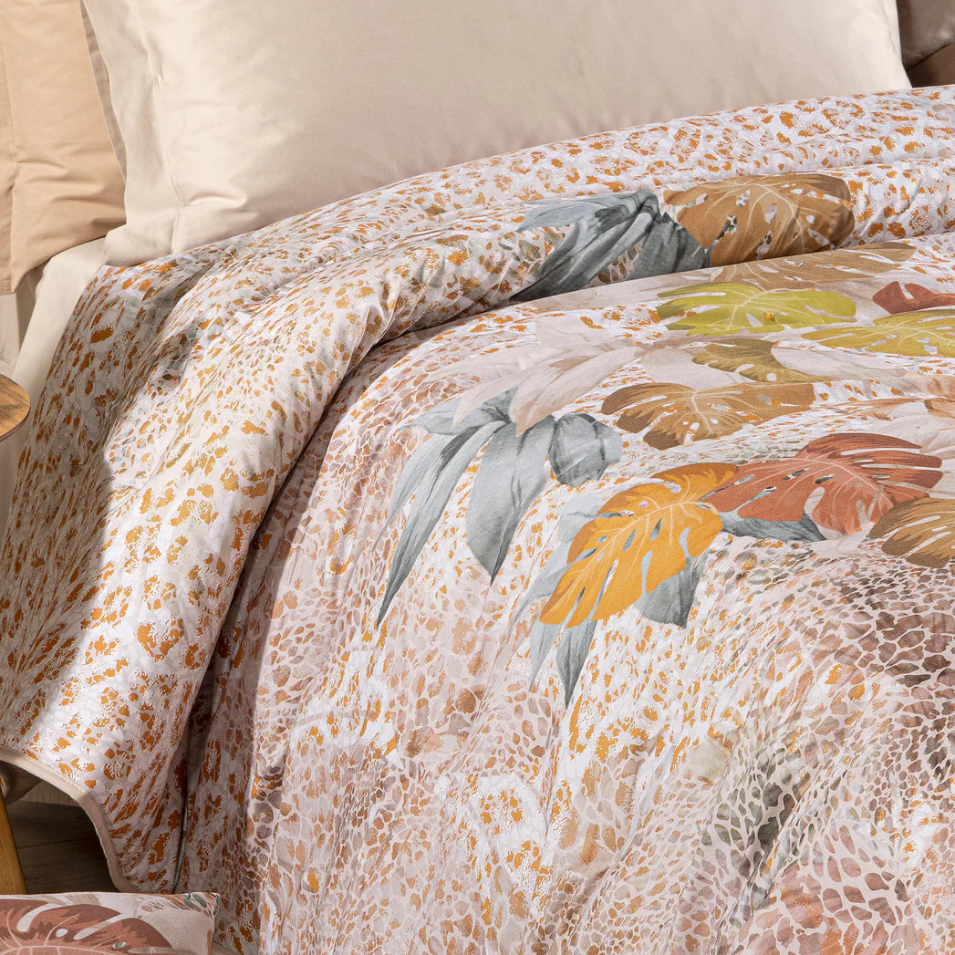 Trapunta Matrimoniale Gran Scaldotto In Cotone Pettinato Leopard Garden - Caleffi
