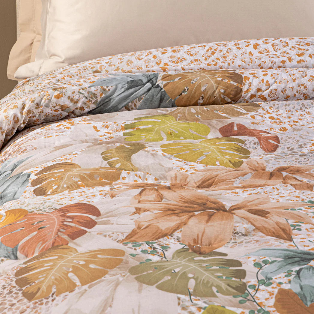 Trapunta Matrimoniale Gran Scaldotto In Cotone Pettinato Leopard Garden - Caleffi