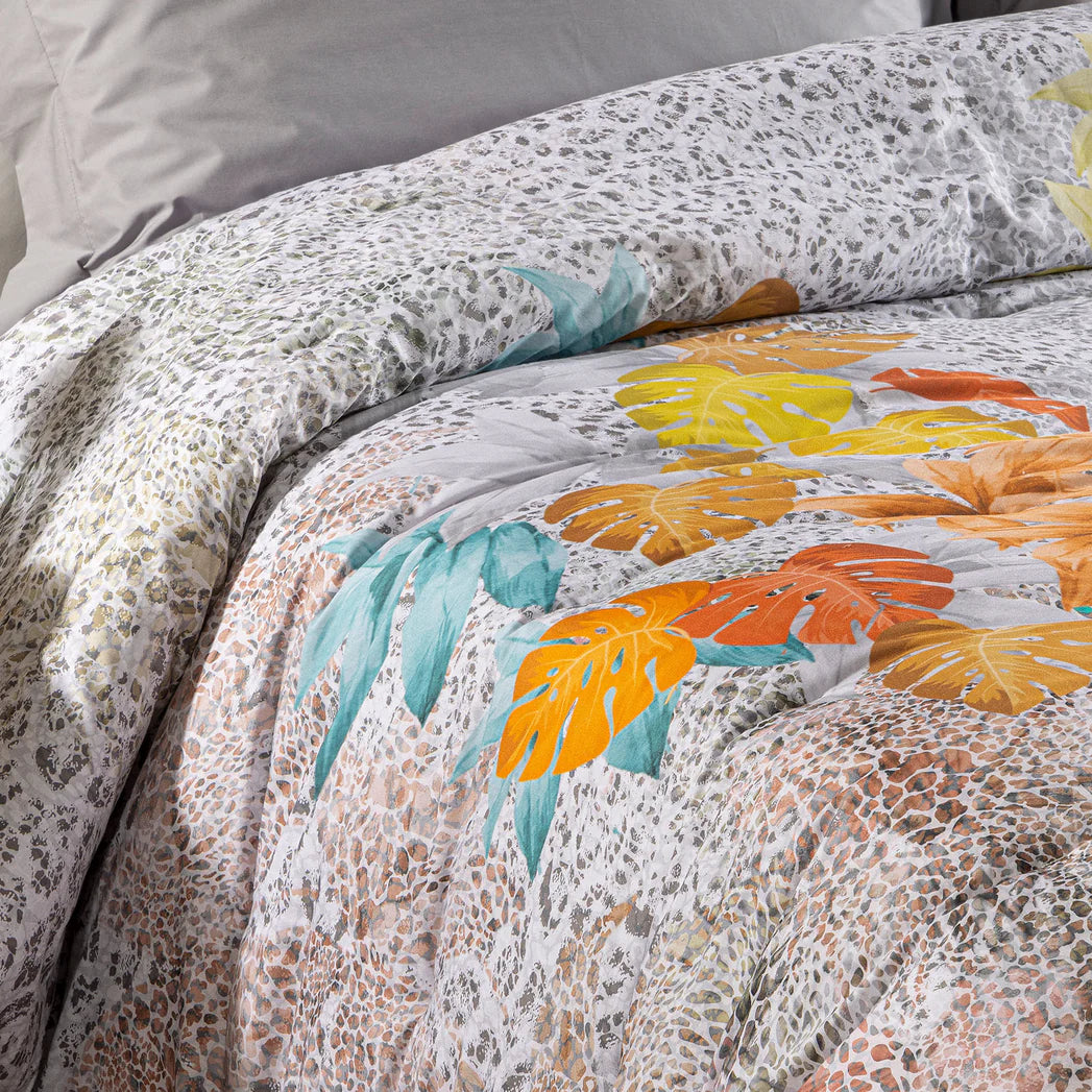 Trapunta Matrimoniale Gran Scaldotto In Cotone Pettinato Leopard Garden - Caleffi