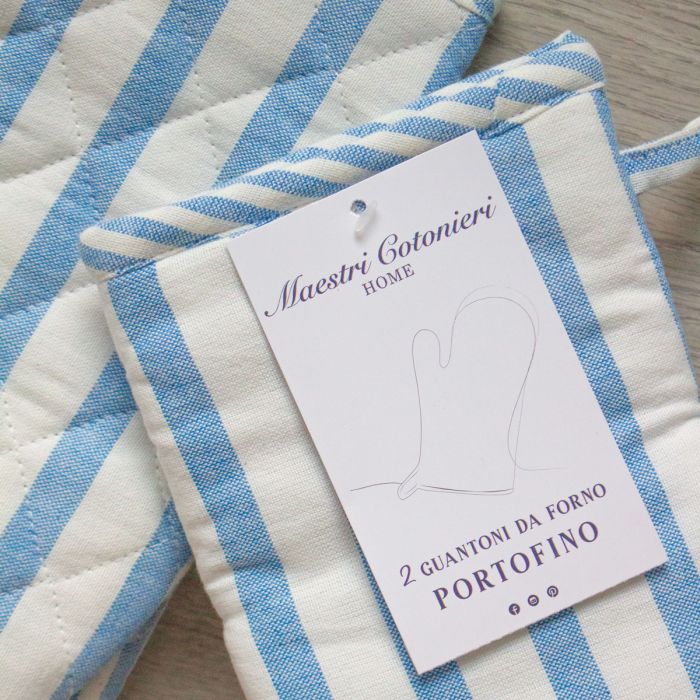 Set 2 Guanti da Forno Portofino Maestri Cotonieri Home in Cotone Rigato