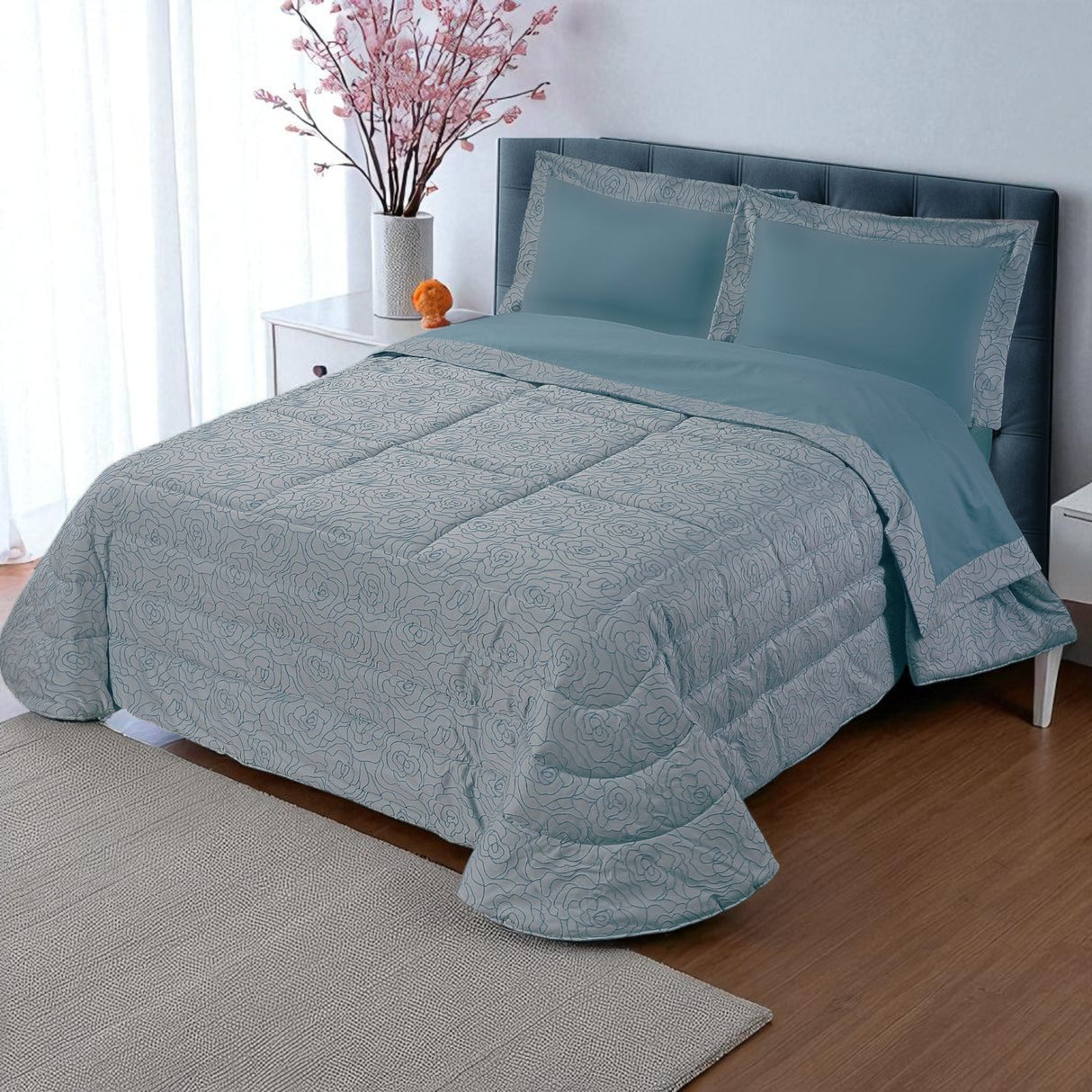 Trapunta Rosa Matrimoniale – Var. Panna/Corda/Tiffany - Mon Amour