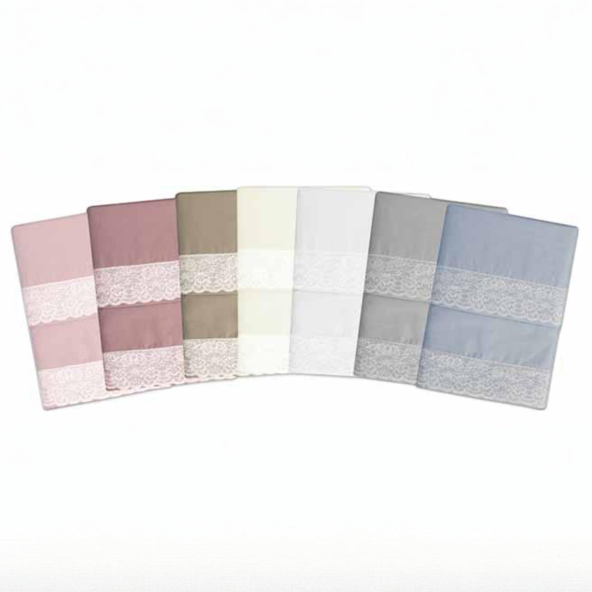 Completo Lenzuola Sophie in Cotone con Pizzo – Singolo, Piazza e Mezza, Matrimoniale | Atelier 17 Made in Italy