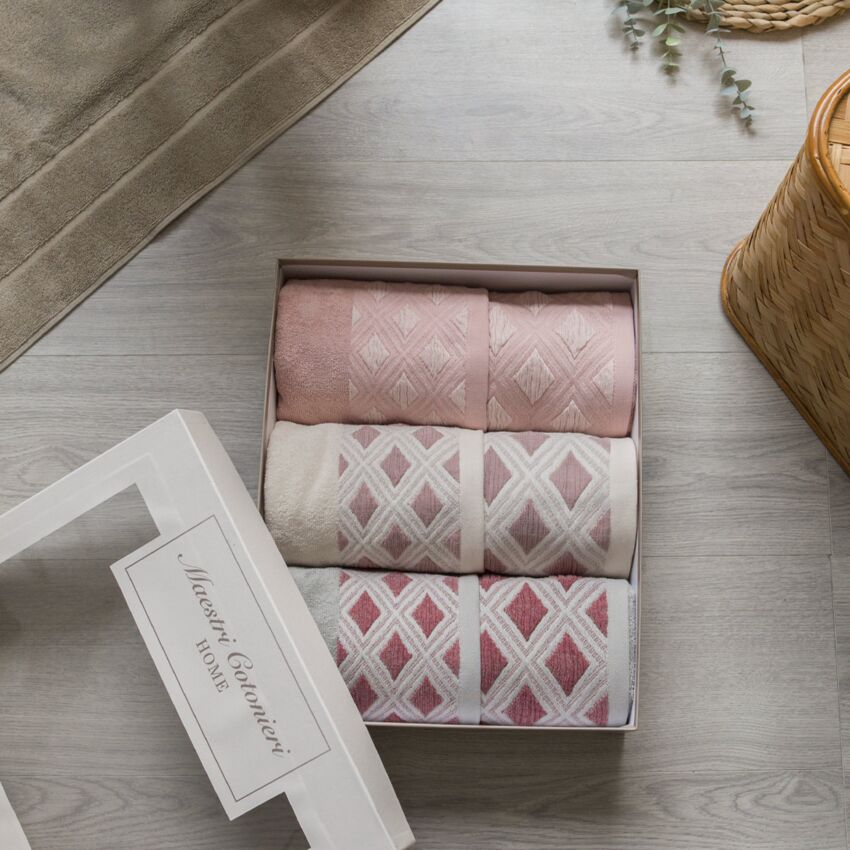 Set Asciugamani 3+3 ROMBI By Maestri Cotonieri