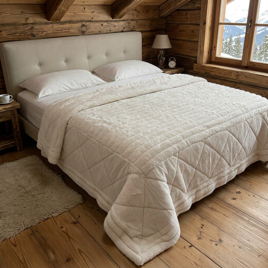 Trapunta Matrimoniale Bormio in Eco Lapin 260x260 cm - Linea oro