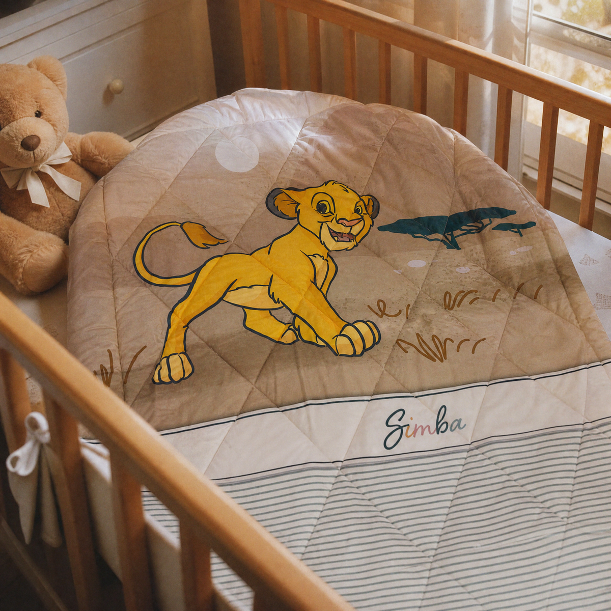 Trapunta Lettino Baby Simba in Microfibra con Pelliccetta 110x140 cm - Disney Ellepi