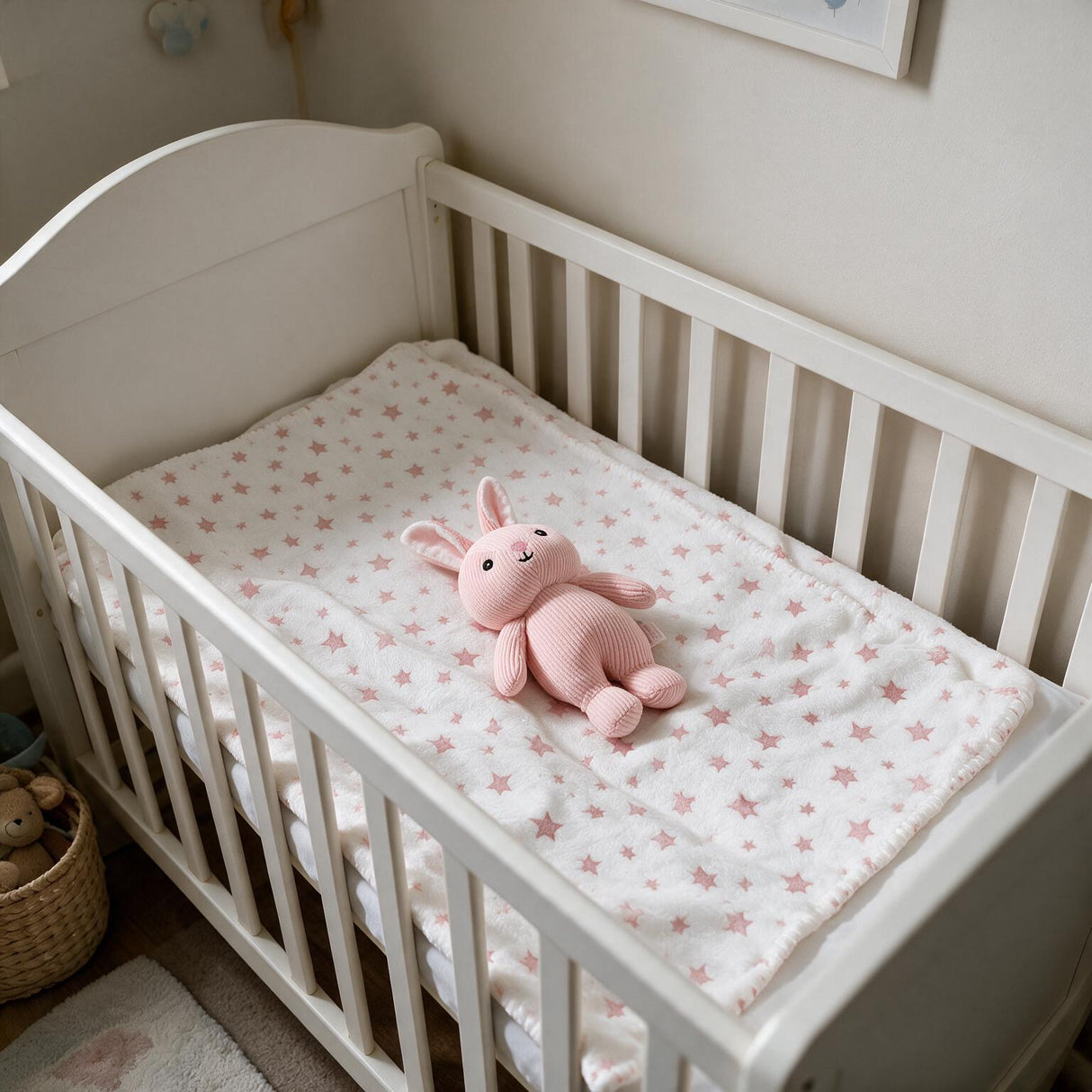 Set 3 Pezzi Baby Copertina Culla/Carrozzina con Cestino e Peluche Coordinati art. B565 - I Batuffolini