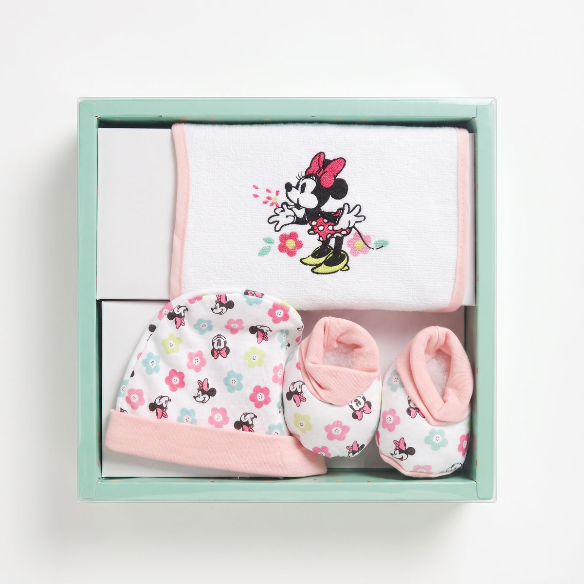 Set Nascita 3 Pezzi Cappellino, Babbucce e Bavaglino Minnie e Mickey Mouse - Disney Baby