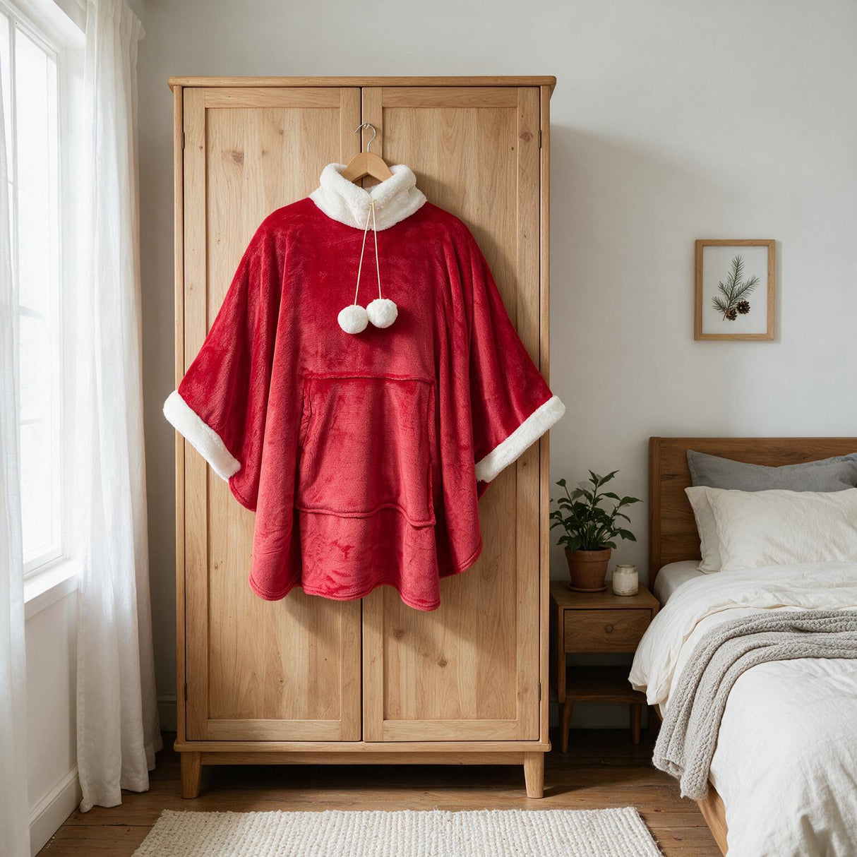 Mantella Poncho Babbo Natale con Pon Pon - Preziosa Home