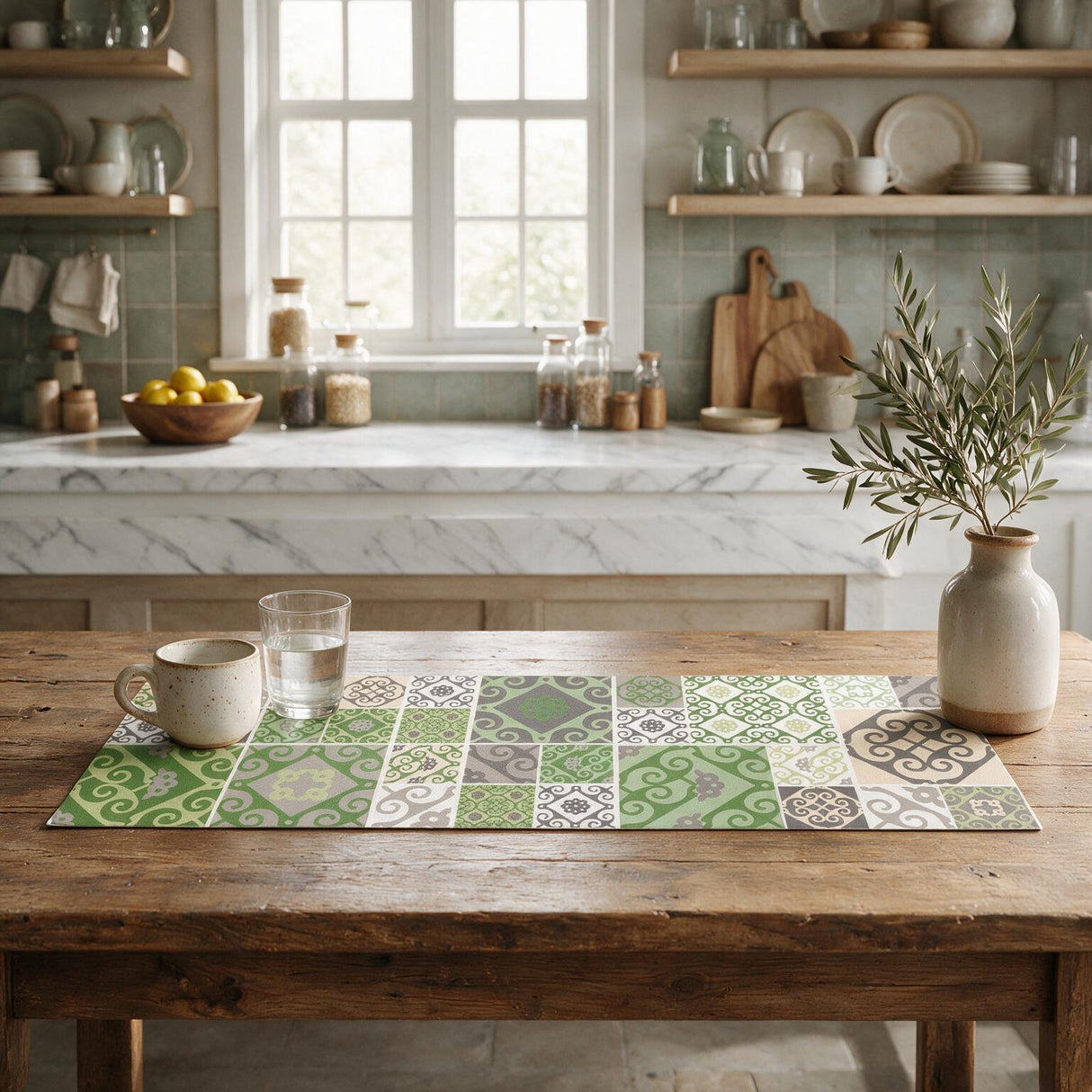 Runner da Tavola MAIOLICA GREEN 45x140cm - Excelsa