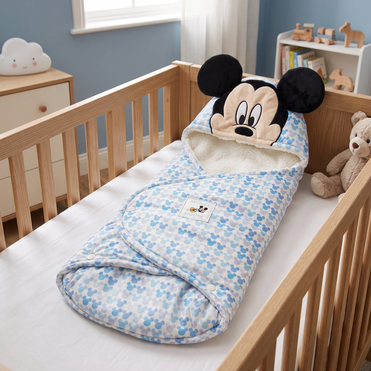 Copertina Avvolgente Mickey per Neonato con Clip Morbida e Calda - Disney Baby