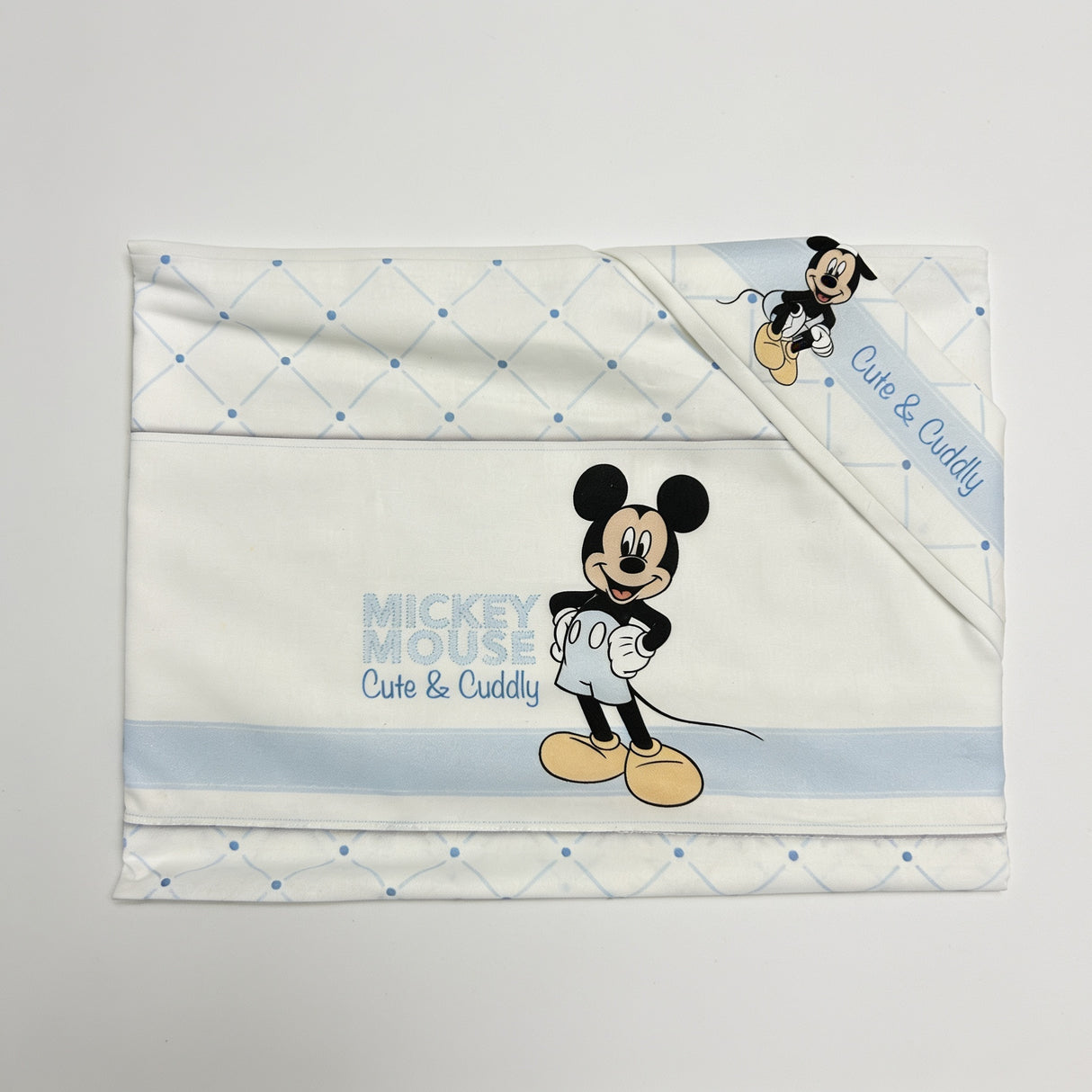 Completo lenzuola 3 pezzi culla/carrozzina Mickey Mouse "Cute & Cuddly" 100% cotone - Disney Baby