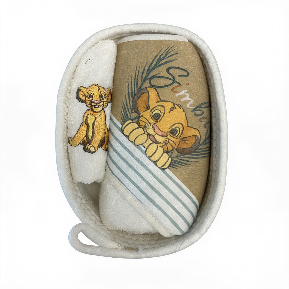 Set Bagnetto Neonato 3 Pezzi in Idrospugna Simba | Accappatoio, Manopola e Cestino - Disney Baby
