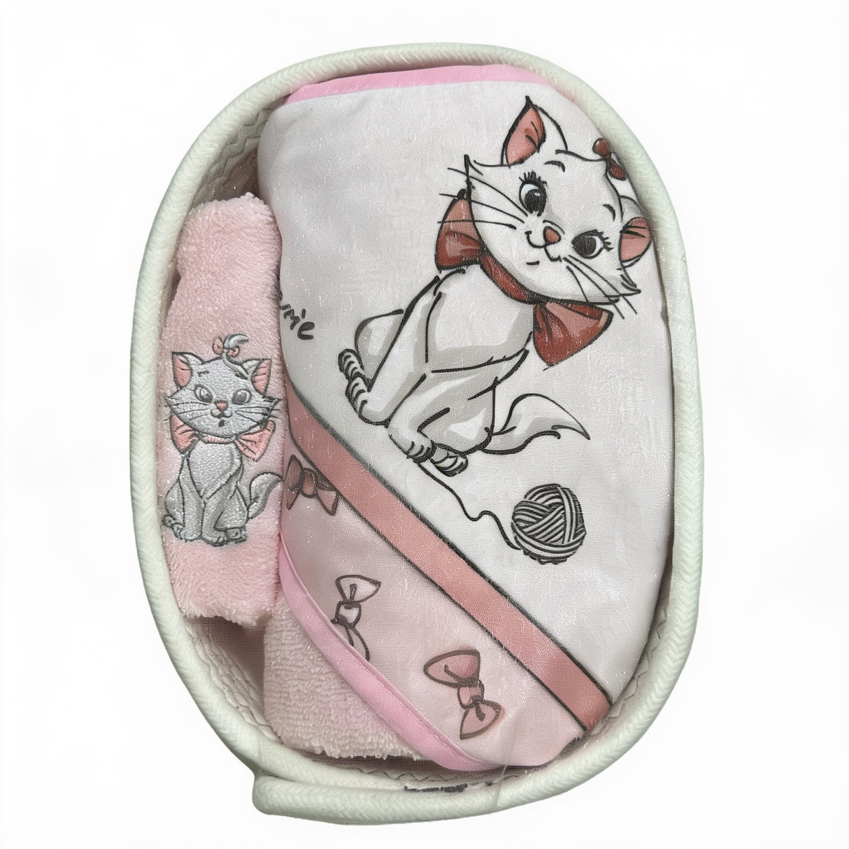 Set Bagnetto Neonato 3 Pezzi in Idrospugna Aristogatti| Accappatoio, Manopola e Cestino - Disney Baby