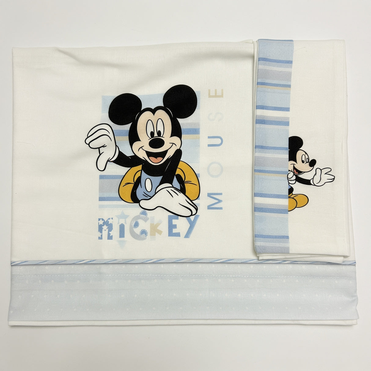 Completo lenzuola 3 pezzi culla/carrozzina Mickey Mouse 100% cotone - Disney Baby