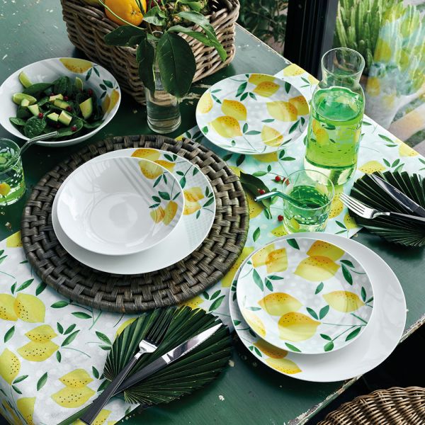 Servizio piatti 18 pezzi PANAREA Porcellana Giallo by Tognana