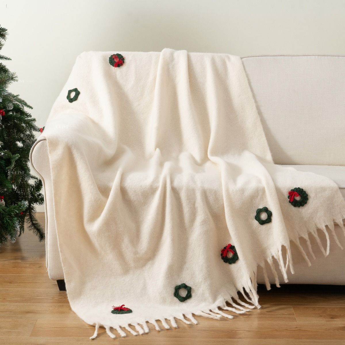 Plaid Ghirlanda Avorio – Maestri Cotonieri Home | Eleganza Natalizia