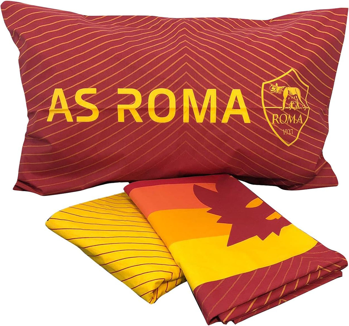 Completo Lenzuola Singolo AS Roma – Ufficiale in Cotone 100% Giallo Rosso