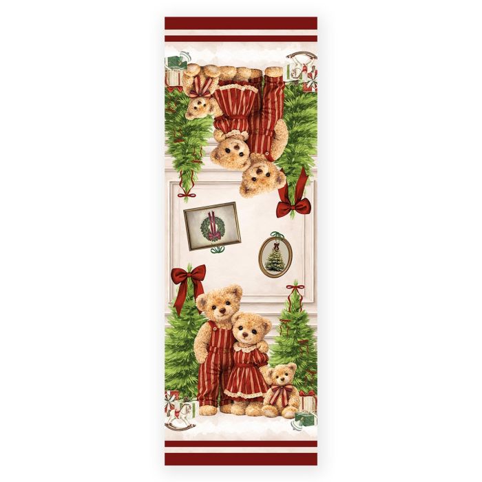 Runner Natalizio Famiglia Teddy Stampa Digitale 100% Cotone - Maestri Cotonieri