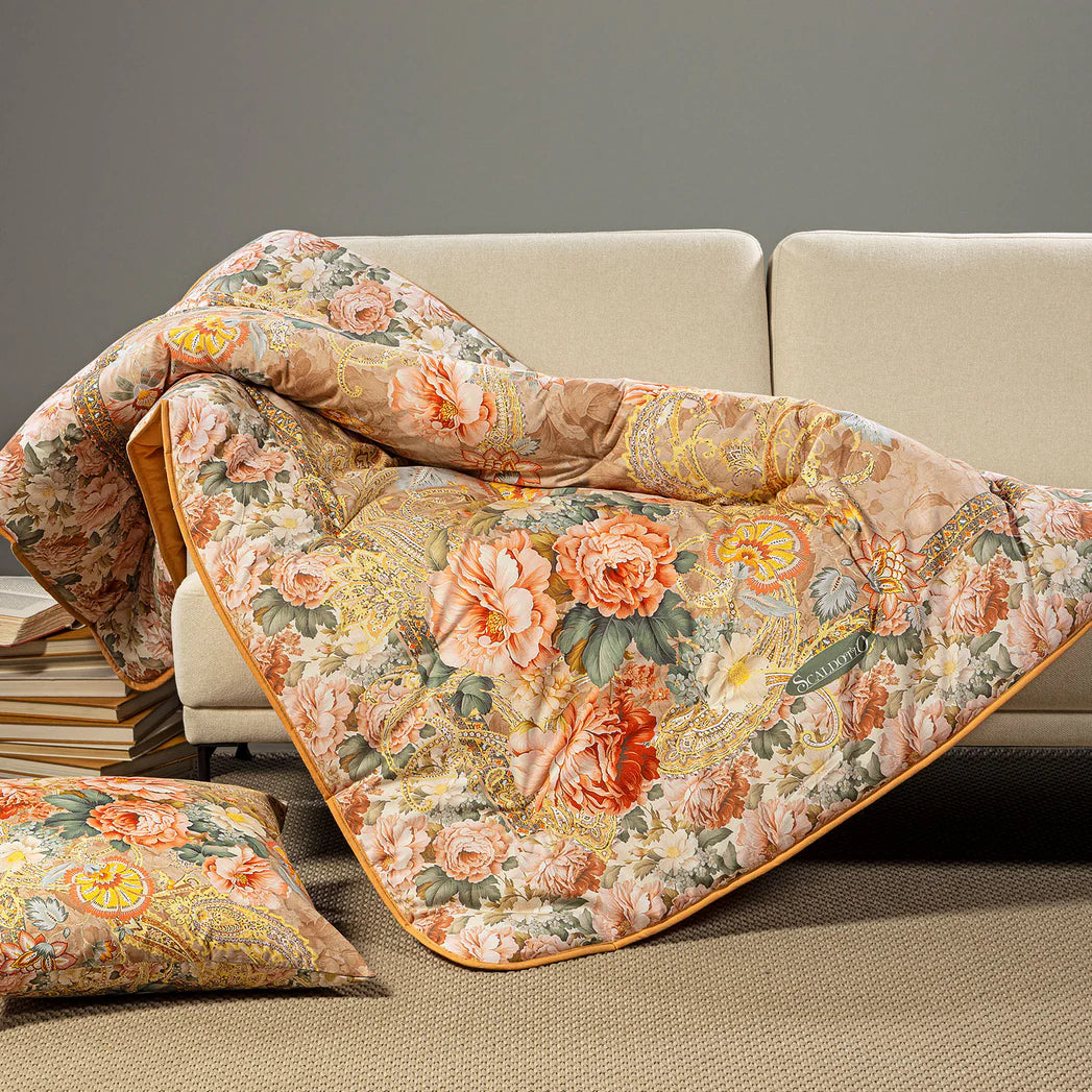 Plaid Scaldotto In Cotone Pettinato Flora - Caleffi