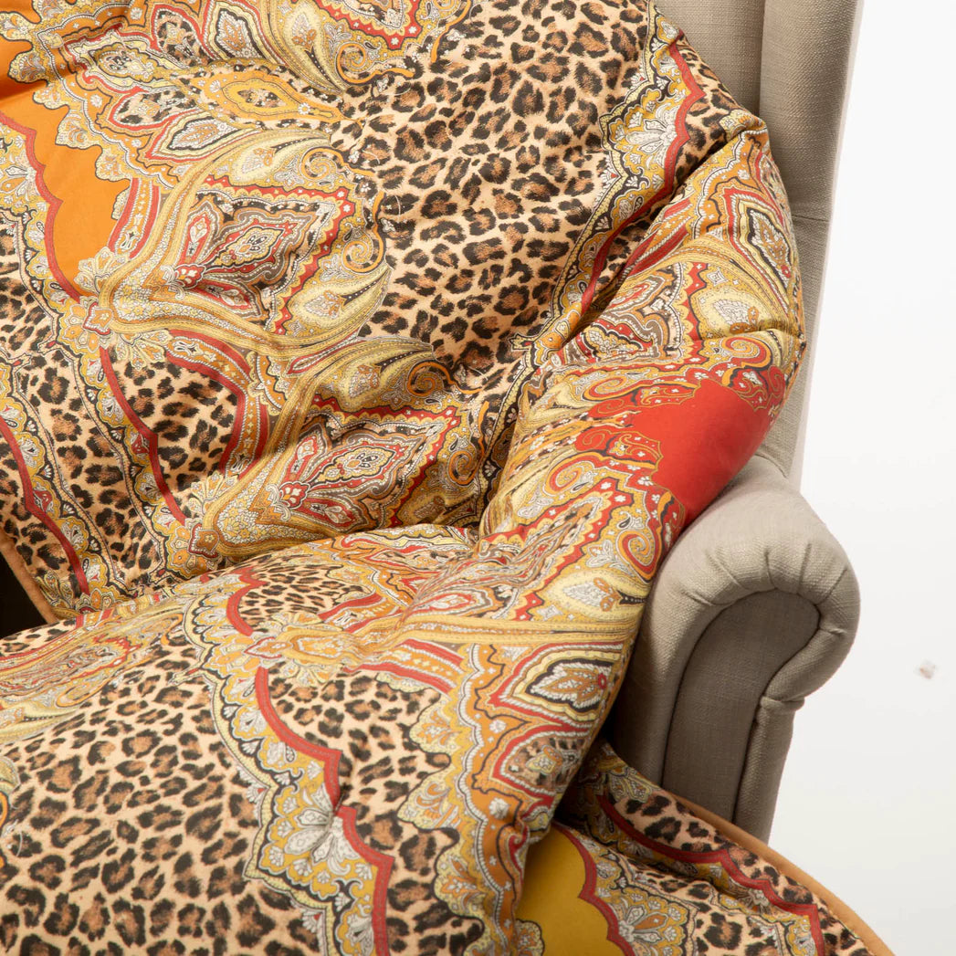 Plaid Scaldotto In Cotone Pettinato Leopard - Caleffi