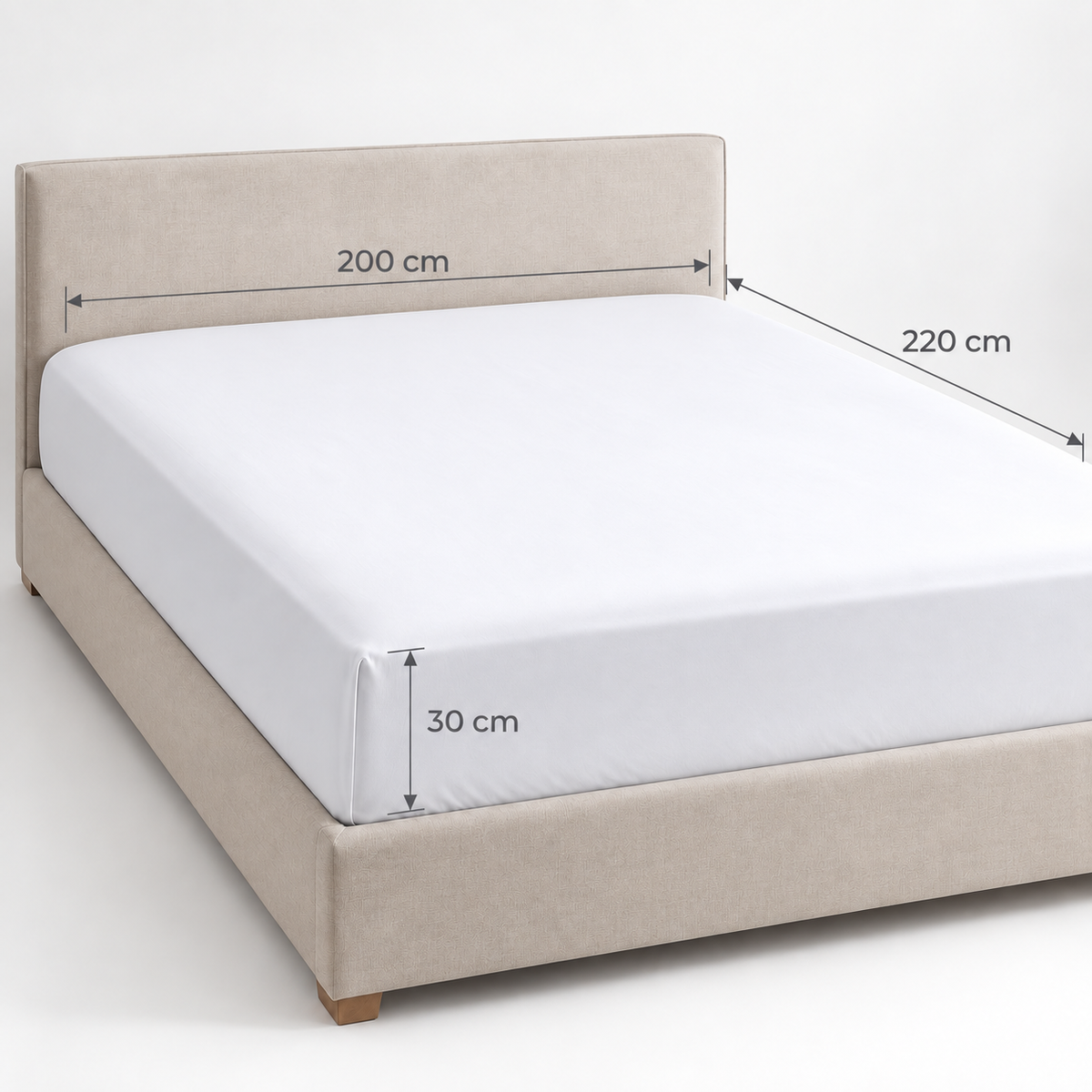 Lenzuolo Sotto con Angoli Matrimoniale 200x220 cm H30 in 100% Cotone Bianco – Biancaluna