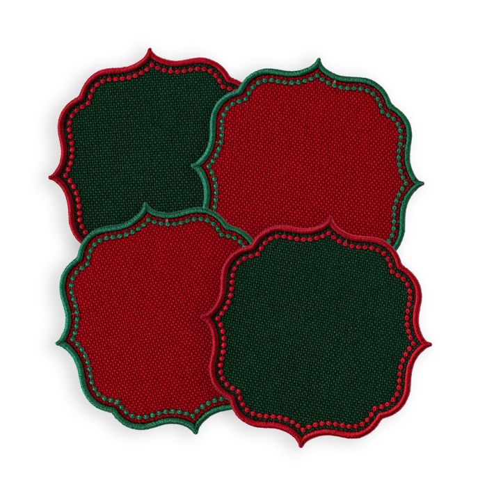 Set 4 Sottobicchieri Natalizi Bon Ton 14x14 cm - Maestri Cotonieri