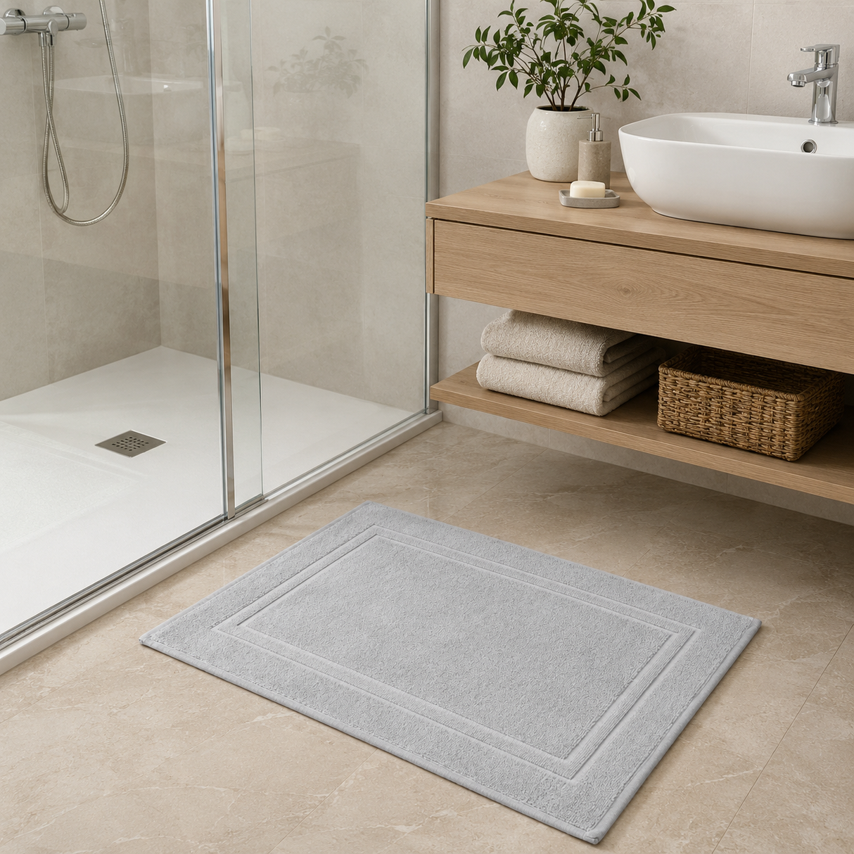 Tappeto Bagno MAREA Karì in Cotone Pettinato 750 gr/m² – Morbido e Assorbente 50x70 cm Descrizione Shopify: