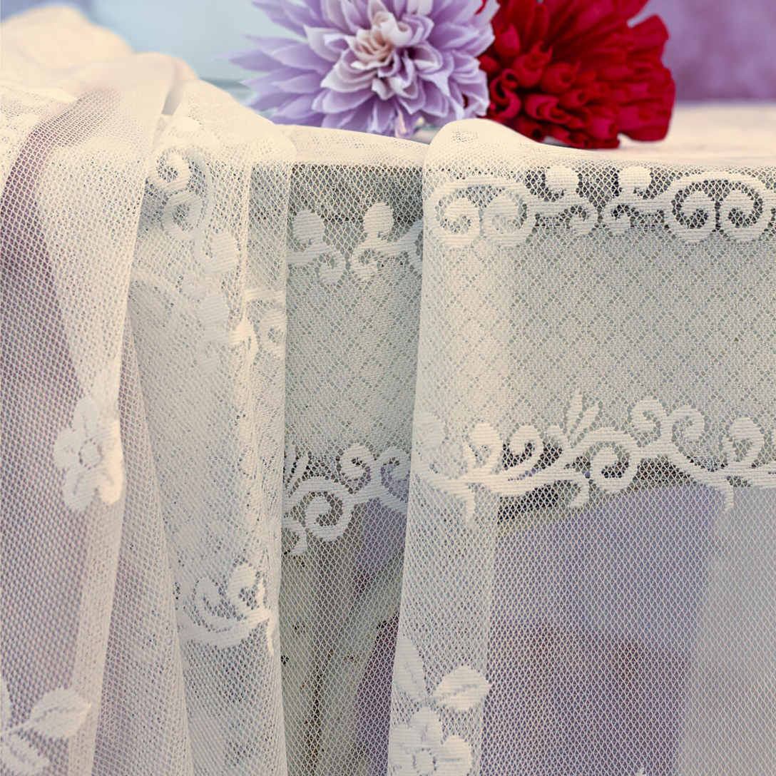 Copritavola ANDROMEDA Atelier 17 150x280 cm con balza shabby chic – elegante copertura tavolo in poliestere