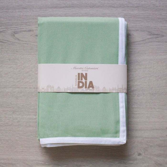 Tovaglia India Maestri Cotonieri Home in Panama di Cotone con Bordo Bianco – 6 o 12 Posti