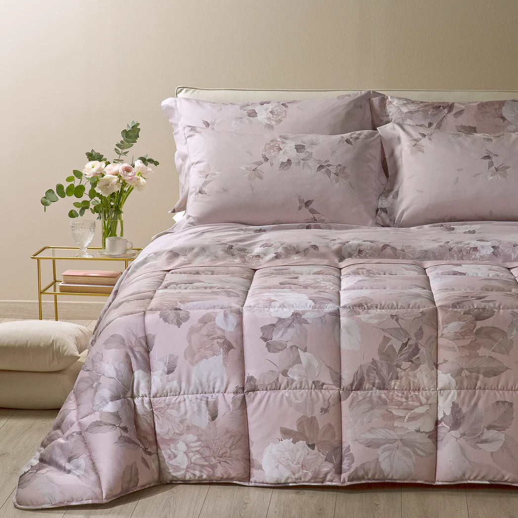 Trapunta In Raso Di Cotone Rosa Alba - Caleffi