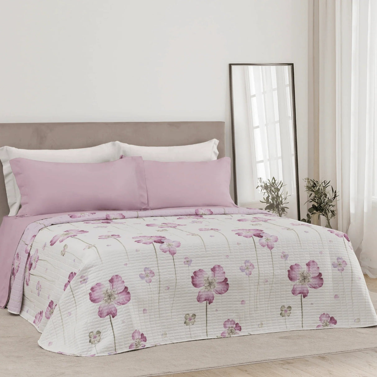 Trapuntino Matrimoniale Double Face Ayla Linea Oro 260x260 cm – Quilt Microfibra Stampata