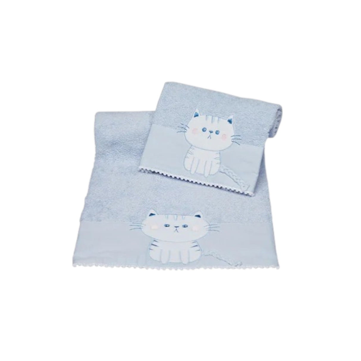 Set Asciugamani Baby 1+1 in Spugna di Cotone Kitty - Vingi