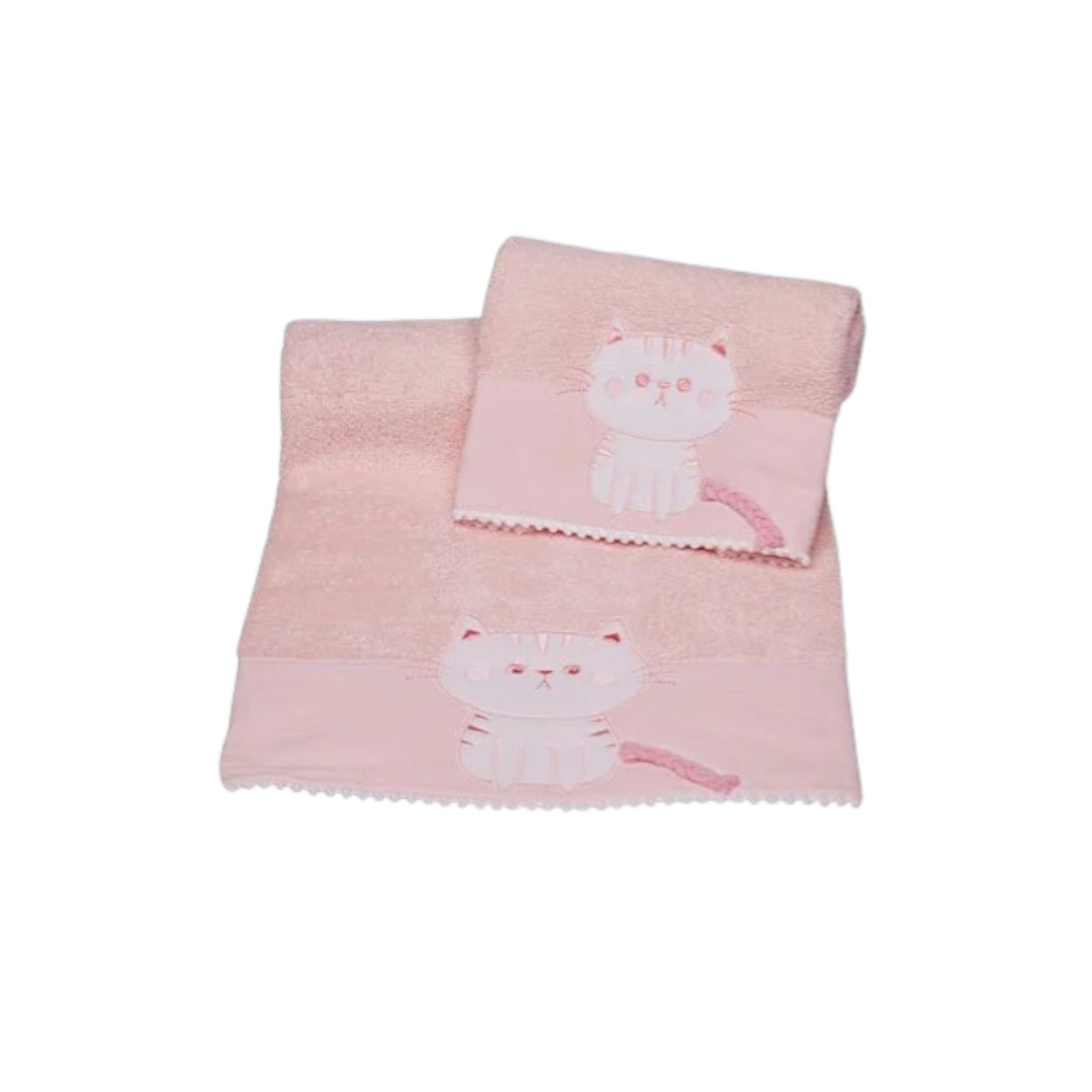 Set Asciugamani Baby 1+1 in Spugna di Cotone Kitty - Vingi