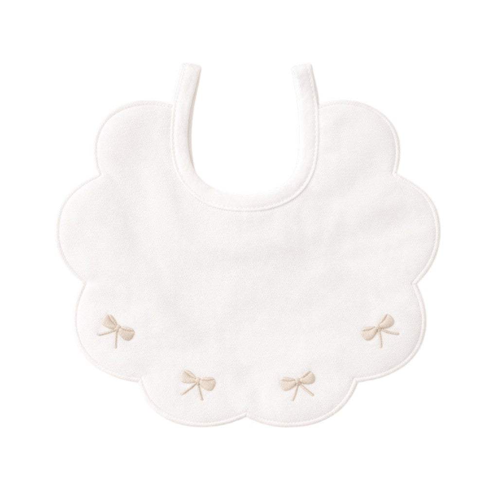 Bavaglino Neonato 193 Fiocchetti Cotone Ricamato - Maestri Cotonieri Home