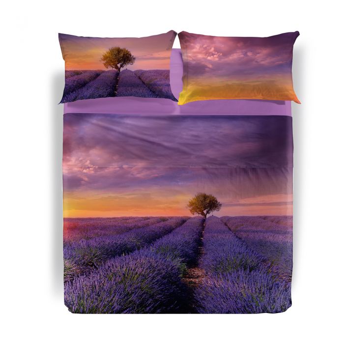 Completo Lenzuola Copriletto LAVENDER SUNSET by CALEFFI