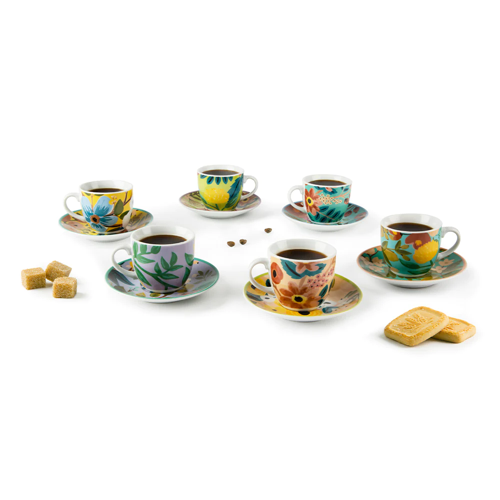 Set 6 Tazze Caffé FIORI FRIDA By Excelsa