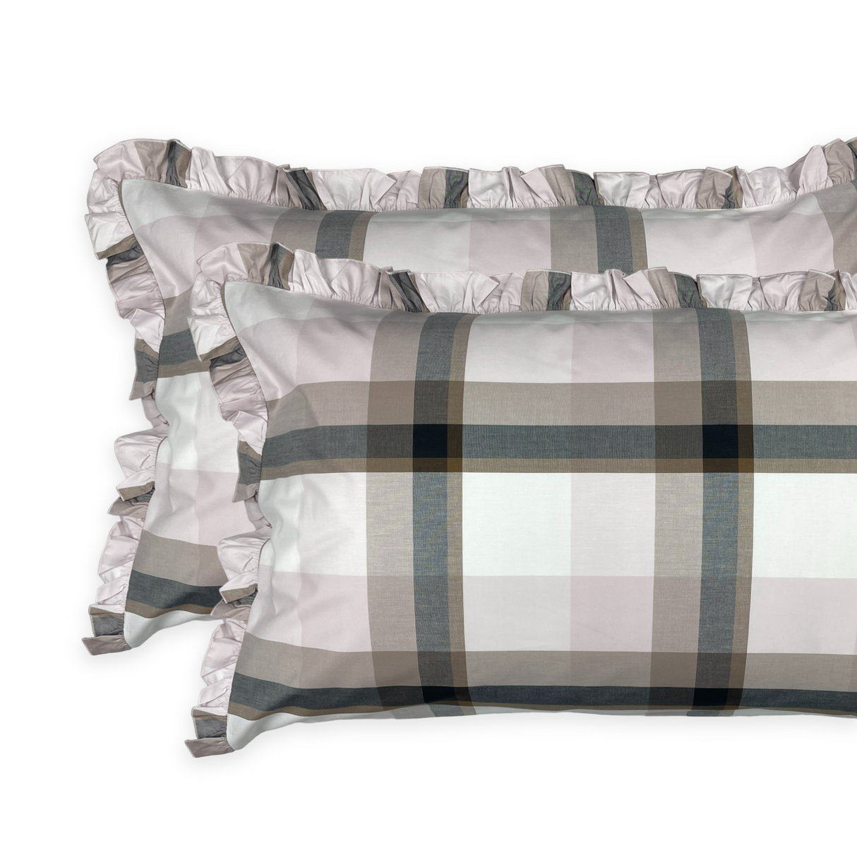 Coppia Federe CHECK GRIGIO in percalle By Riviera